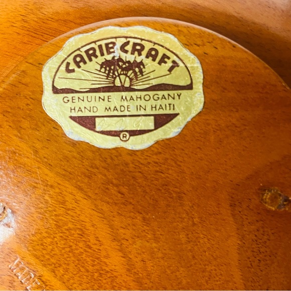 Vintage CaribCraft Solid Mahogany Handmade Haiti MCM Salad Bowl Set - Picture 10 of 10
